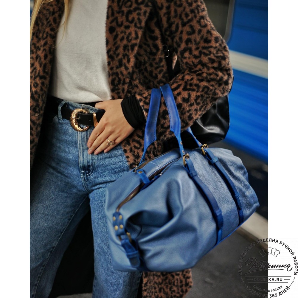 Кожаная дорожно-спортивная сумка Вашингтон (джинс)